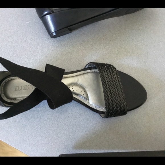 Ellen Tracy black wedge backed sandals NEW. 9.5 - Picture 4 of 6